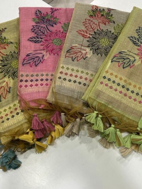 Soft Muga Cotton Jamdani Saree