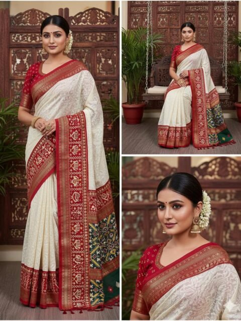 Patola Embroidery Jaipuri Saree